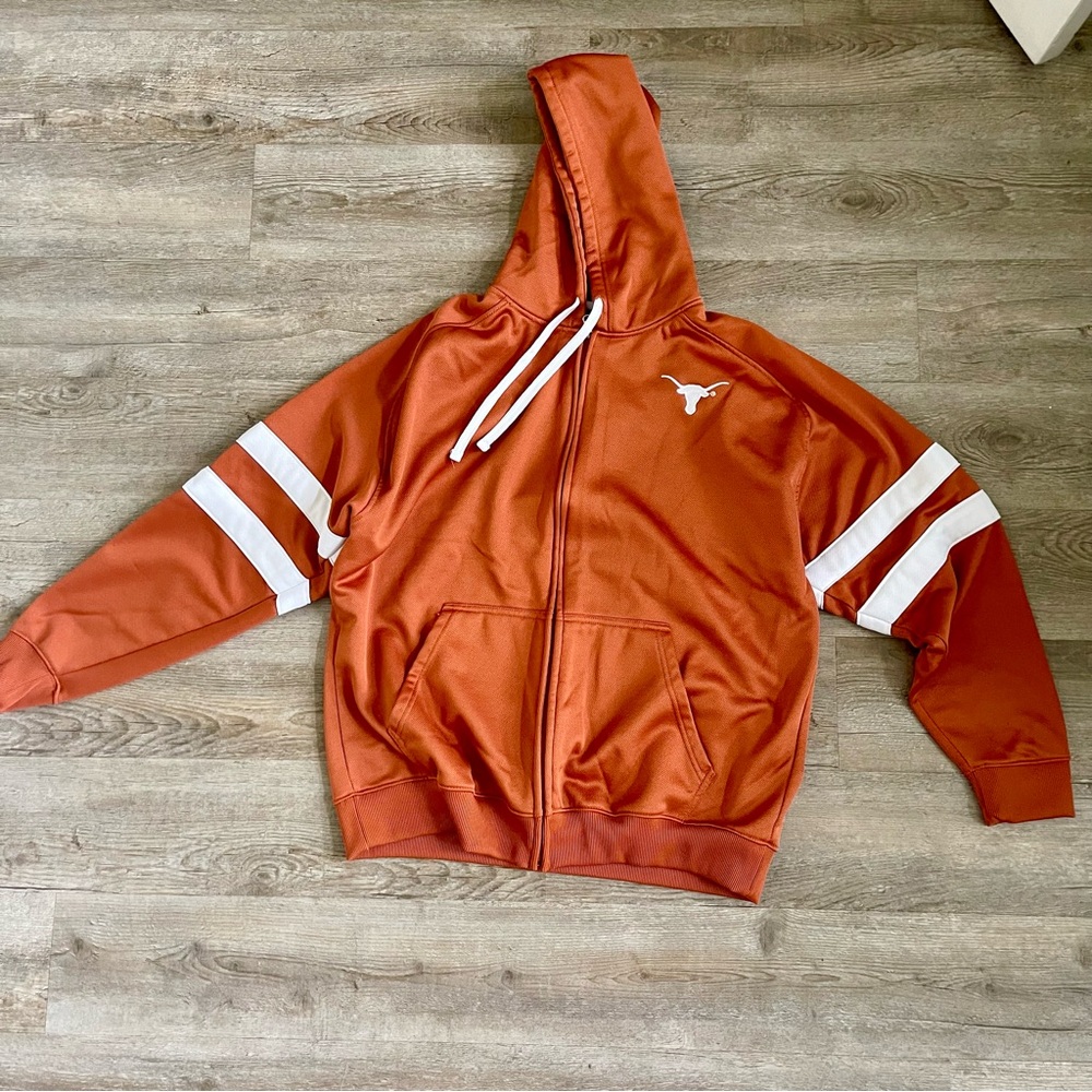 Burnt Orange Zip-Up Hoodie with Longhorn Logo UT